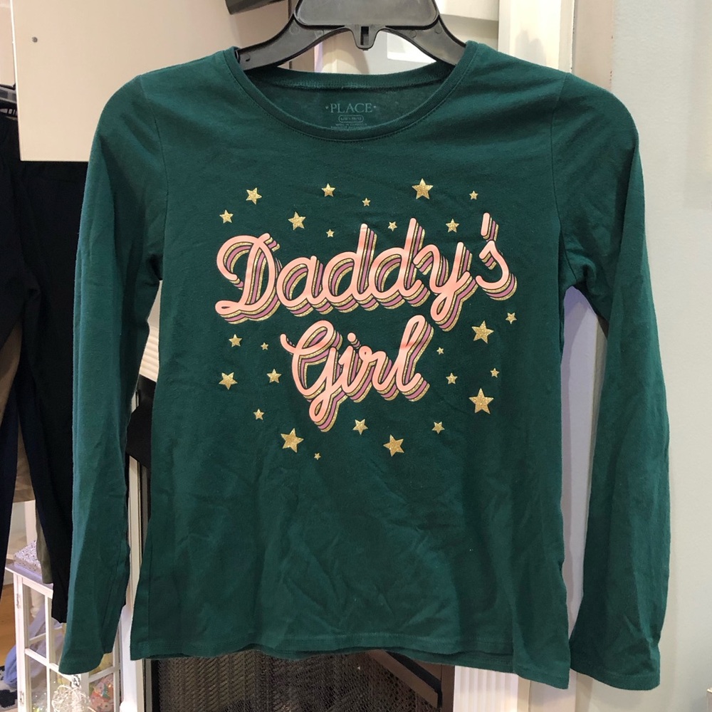 The Children’s Place Daddy’ Girl Glitter Shimmer Long Sleeve Blouse Shirt Top